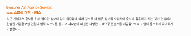 Eyesurfer AS (Agency Service) 뉴스 스크랩 대행 서비스
